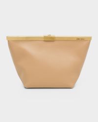 Ganache Bar-Embellished Nappa Leather Clutch Bag