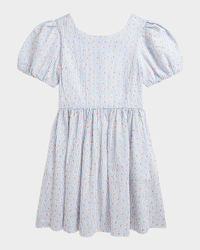 Girl's Striped Floral-Print Seersucker Dress, Size 7-16