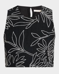Davis Embroidered Linen Crop Top