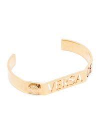 Men's Cut-Out Logo Goldtone Cuff Bracelet - Versace Gold - Size Medium