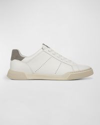 Men's Mixed Leather Low-Top Sneakers