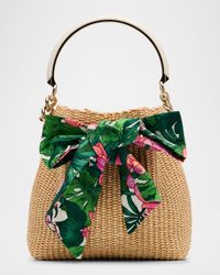 Bon Bon Drawstring Raffia Bucket Bag