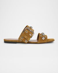 Nellcote Studded Suede Flat Sandals