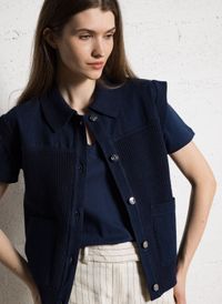Maison 123 - Gilet col classique en coton - Taille XL - Violet