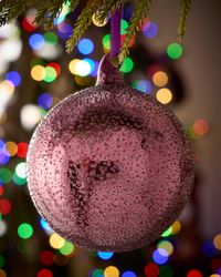 Burgundy Beaded Glass Ornament