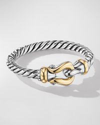 Cable Buckle Ring in Silver with 18K Gold, 2mm
