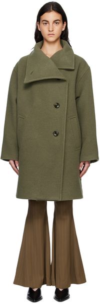 Acne Studios Green Funnel Neck Coat