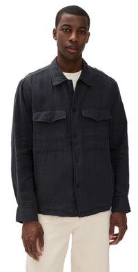 rag & bone Angus Linen Shirt Jacket Black XL