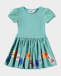 Girl's Caitlin Puff-Sleeve Printed Dress, Size 6M-2