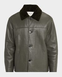 Men's Shearling Button-Front Jacket