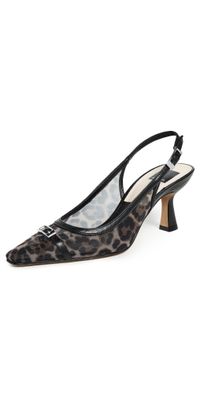 Dolce Vita Loraine Mesh Slingback Heels Leopard Mesh 7.5