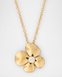 18K Yellow Gold Flower Pendant Necklace with Diamonds