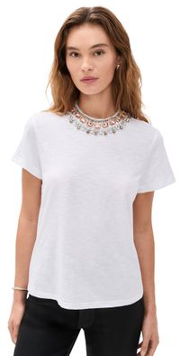 Cinq à Sept Pearl Rhinestone Necklace Danielle Tee White/Pink S