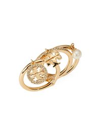Women's Miller Goldtone, Rhinestone & Pearl Charm Ring - Gold - Size 7