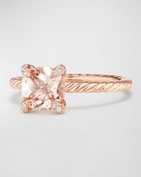 Chatelaine Ring in 18K Gold with Morganite and Diamonds