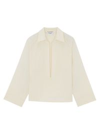 Men's Vareuse Shirt in Cotton and Linen - Craie - Size 16.5