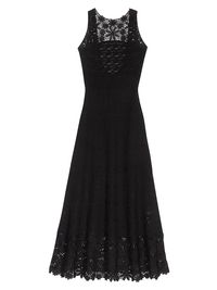 Women's Crochet-Knit Midi Dress - Black - Size 10