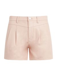 Women's Faux-Leather Pleated Shorts - Cameo Rose - Size 32