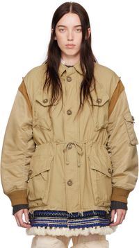 UNDERCOVER Blouson aviateur beige à garnitures à perles