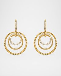 DY Crossover Trio Drop Earrings with Diamonds in 18K Gold, 35mm