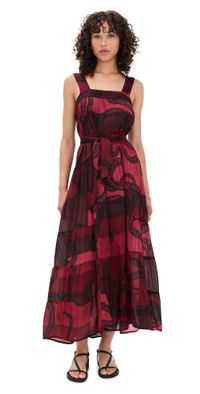 Natalie Martin Collection Jasmine Maxi Dress with Sash Ament Snake Oxblood M