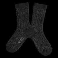 Collegien - Chaussettes côtelées lurex en coton mélangé - Taille 32/35 - Noir