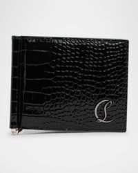 Men's Mooncrest Croc-Print Leather Money Clip Wallet