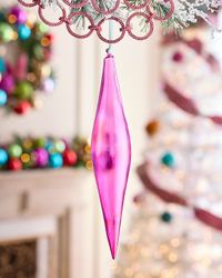 Fuchsia Elliptical Bottle Glass Christmas Ornament, 12"
