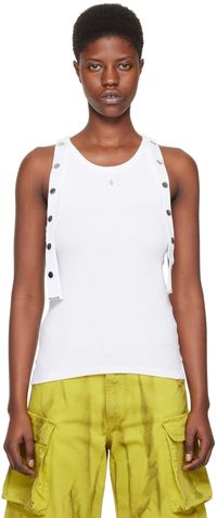 The Attico White Studded Tank Top