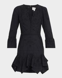 Eyelet Floral-Embroidered Cotton Mini Dress