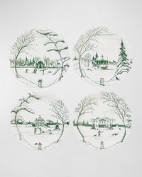 Country Estate Winter Frolic Party Plate Assorted, Set of 4 Evergreen