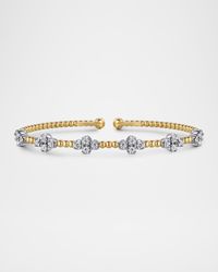 14K White and Yellow Gold Bujukan Diamond Clover Bangle