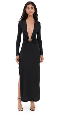 Christopher Esber Mineral Stone Cascade Dress Black 4