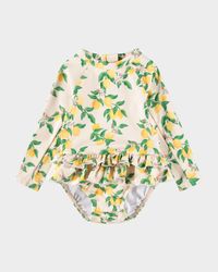 Girl's Narice Ruffled One-Piece Swimsuit, Size 3M-3