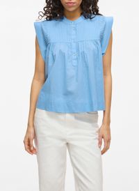 Vila - Blouse oversize en coton bio - Taille 42 - Bleu