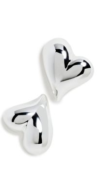 Jenny Bird Art Heart Button Earrings High Polish Silver One Size