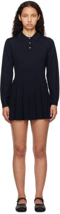 Sandy Liang Robe pull courte Hague bleu marine
