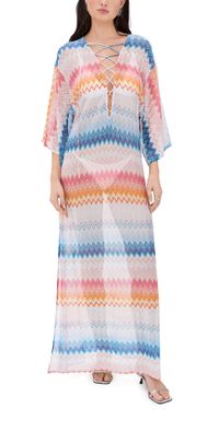 Missoni Long Cover Up Caftan Multicolor Shaded Fuchsia 48