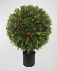 Pine Berry Ball Topiary in Pot