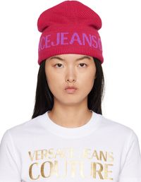 Versace Jeans Couture Pink Jacquard Beanie