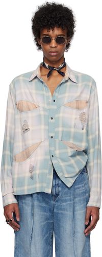 Khoki Chemise bleue à effet délavé