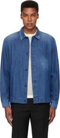 Brioni Chemise bleue en denim de coton à lisière