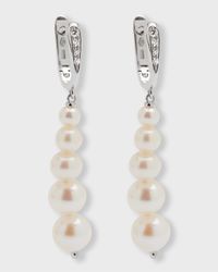 Graduated Pearl & Diamond Clip-On Earrings