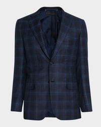 Men's Plaid Single-Breasted Blazer Jacket