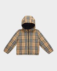 Boy's Reversible Check Hooded Jacket, Size 6M-3