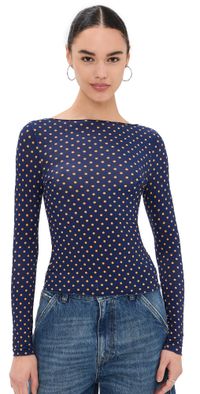 Miaou Amelia Top Blue Polka Dots M