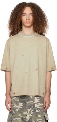 We11done T-shirt beige à effet délavé