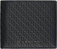Givenchy Portefeuille noir en cuir à motif graphique à effet tressé