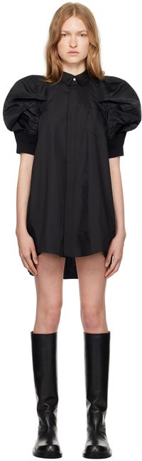 sacai Black Puff Sleeve Mini Dress