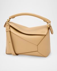 Puzzle Edge Small Shoulder Bag in Calfskin Leather